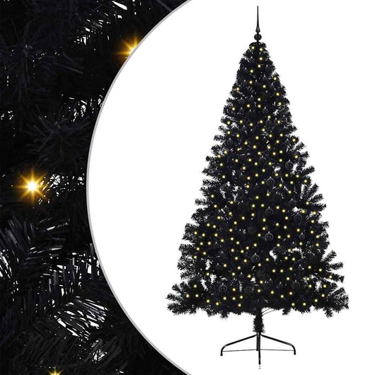 Albero di Natale artificiale con luci integrate Nero 240 cm PVC 3397168
