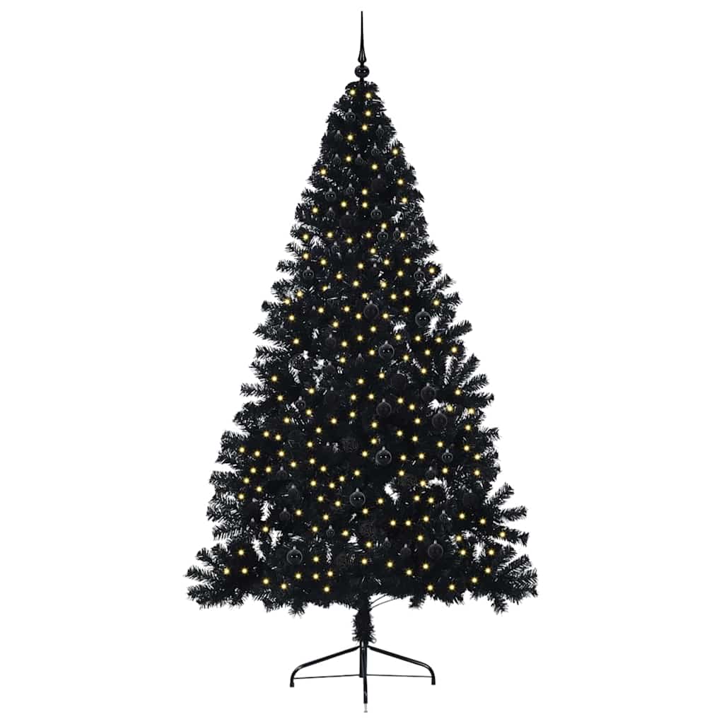 Albero di Natale artificiale con luci integrate Nero 240 cm PVC 3397168