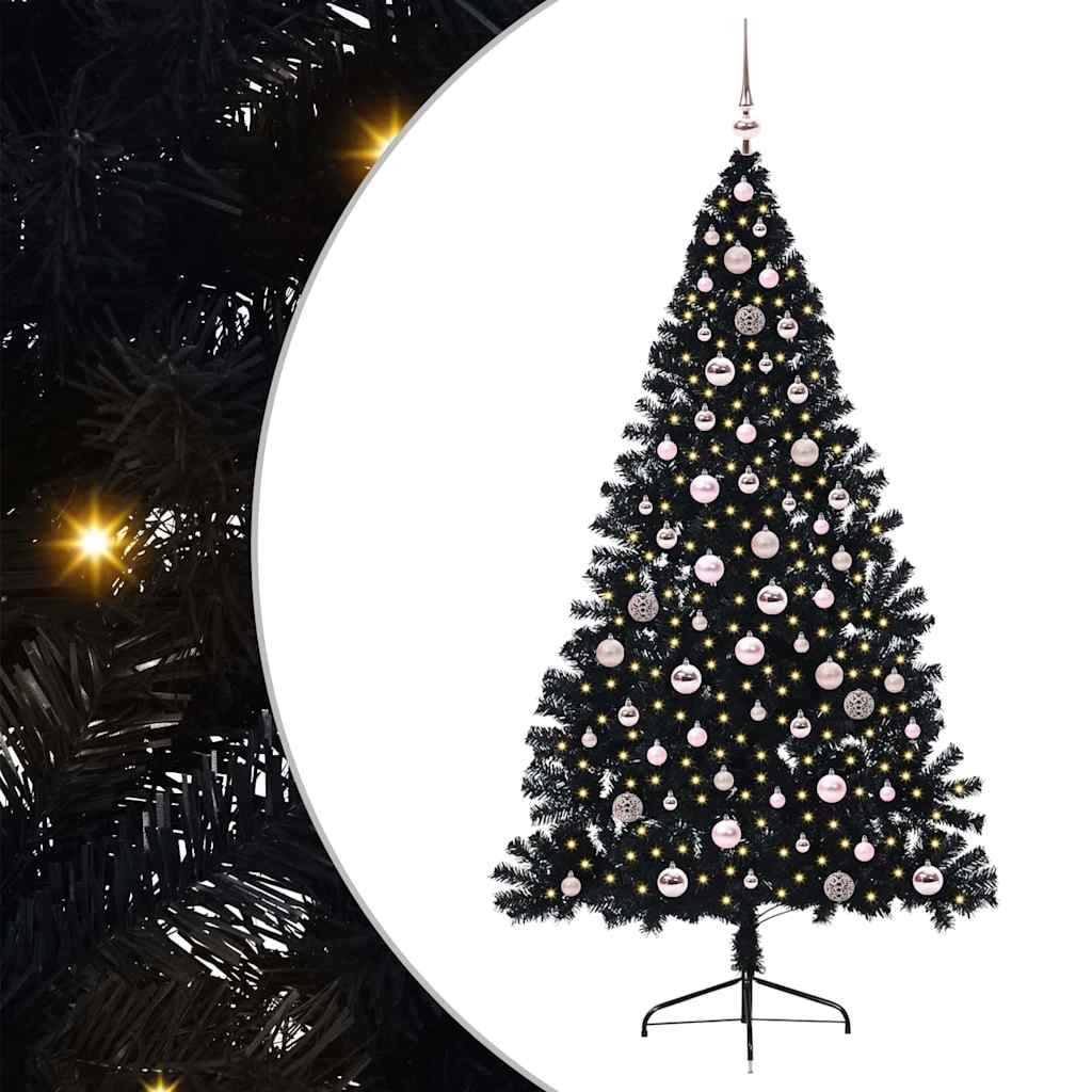 Albero di Natale artificiale con luci integrate Nero 240 cm PVC 3397169