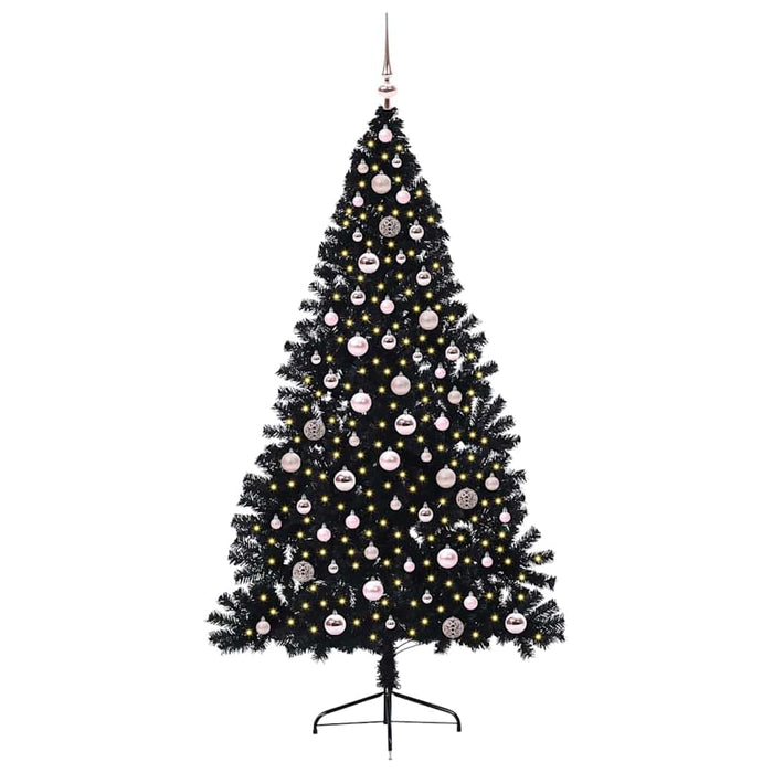 Albero di Natale artificiale con luci integrate Nero 240 cm PVC 3397169
