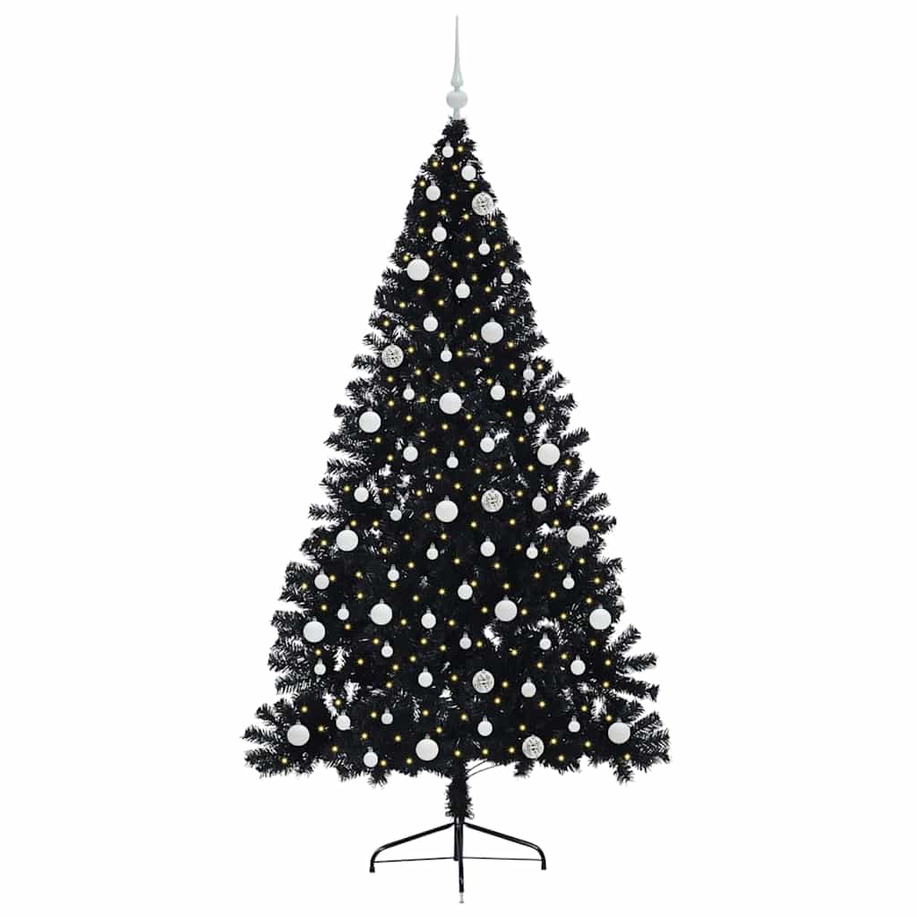 Albero di Natale artificiale con luci integrate Nero 240 cm PVC 3397170