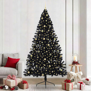 Albero di Natale artificiale con luci integrate Nero 240 cm PVC 3397171