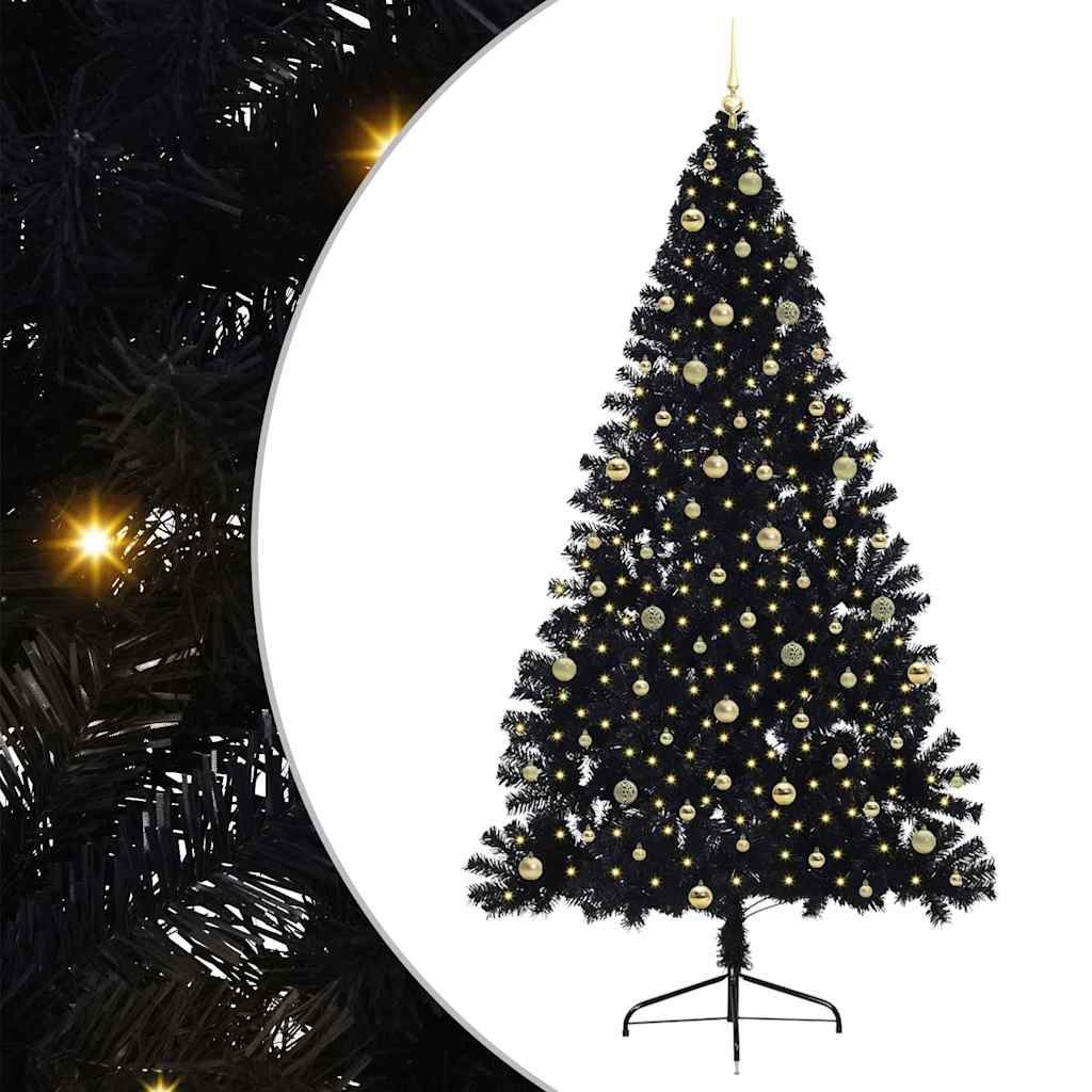 Albero di Natale artificiale con luci integrate Nero 240 cm PVC 3397171