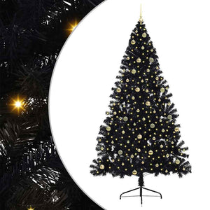 Albero di Natale artificiale con luci integrate Nero 240 cm PVC 3397171