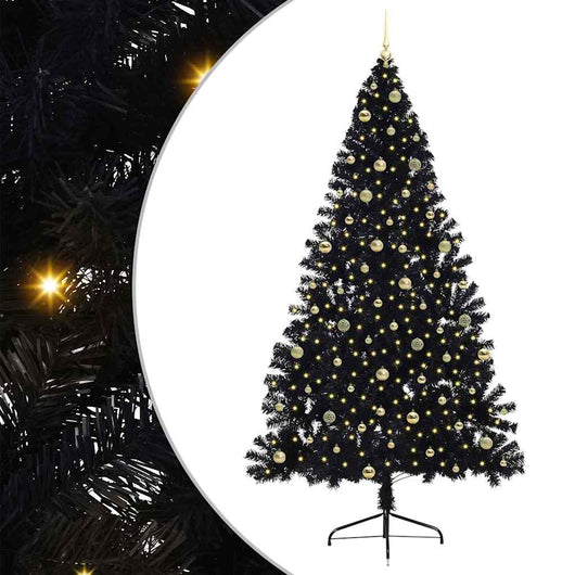 Albero di Natale artificiale con luci integrate Nero 240 cm PVC 3397171