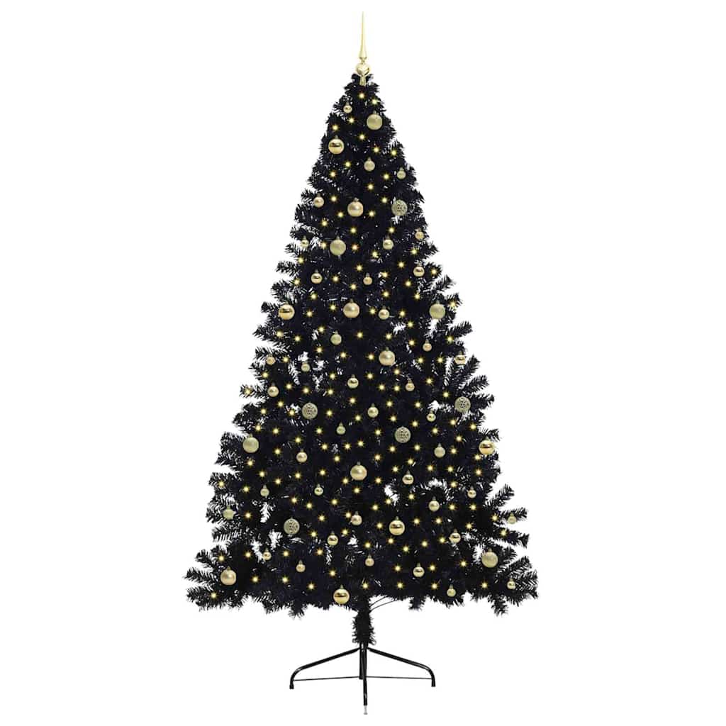 Albero di Natale artificiale con luci integrate Nero 240 cm PVC 3397171