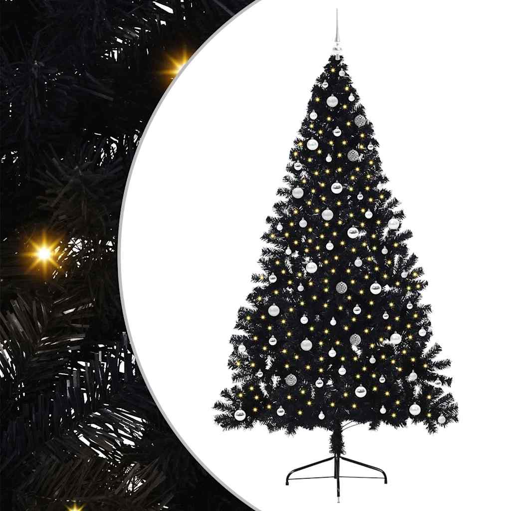 Albero di Natale artificiale con luci integrate Nero 240 cm PVC 3397172