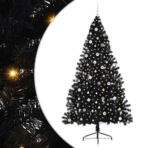 Albero di Natale artificiale con luci integrate Nero 240 cm PVC 3397172