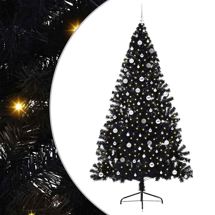Albero di Natale artificiale con luci integrate Nero 240 cm PVC 3397172