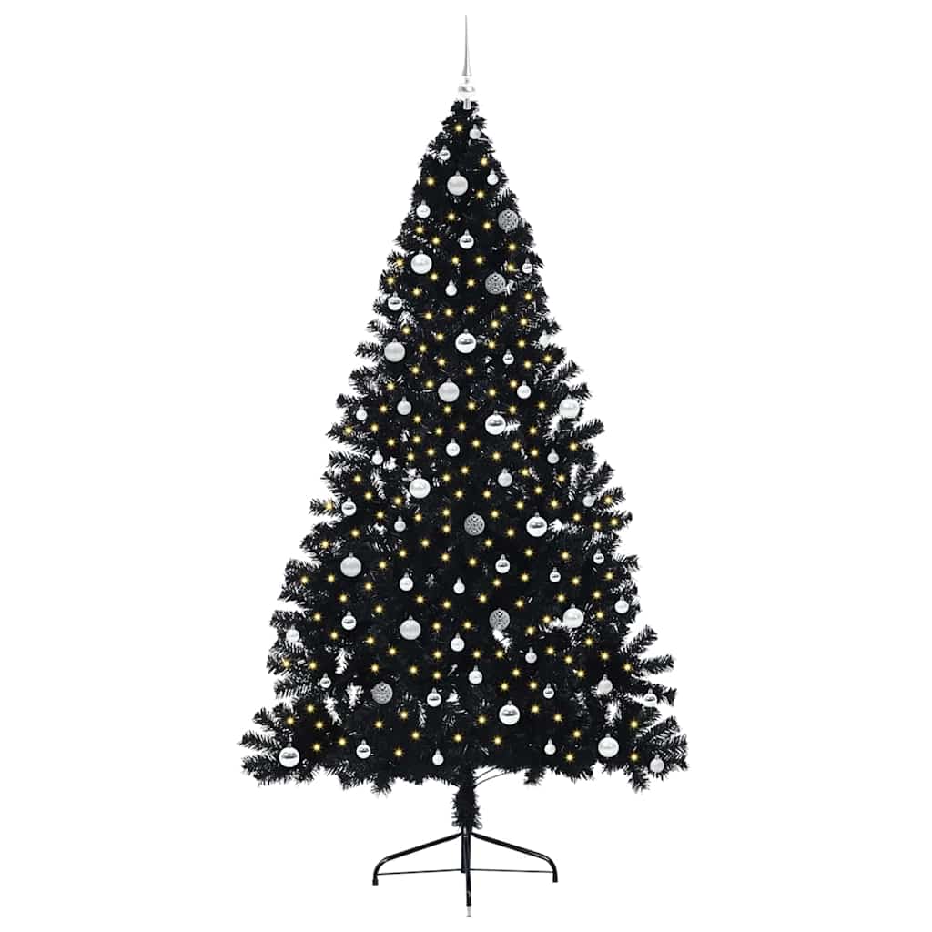 Albero di Natale artificiale con luci integrate Nero 240 cm PVC 3397172