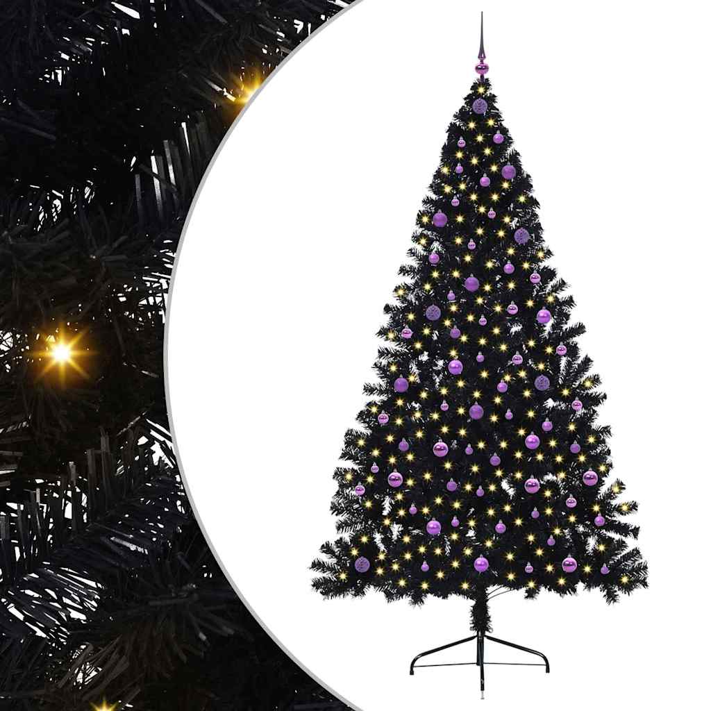 Albero di Natale artificiale con luci integrate Nero 240 cm PVC 3397173