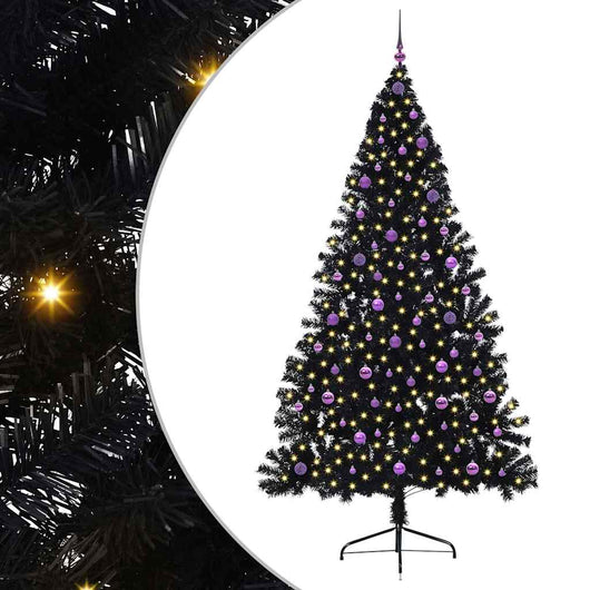Albero di Natale artificiale con luci integrate Nero 240 cm PVC 3397173