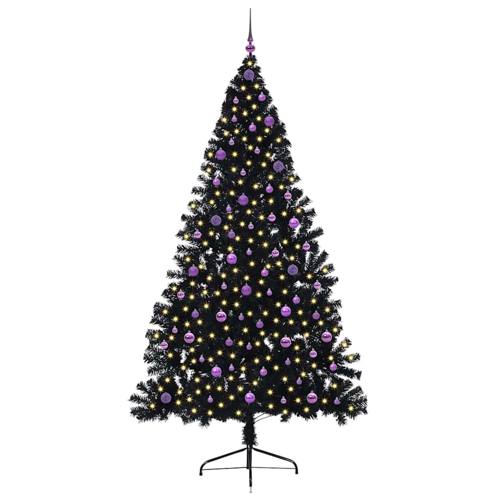 Albero di Natale artificiale con luci integrate Nero 240 cm PVC 3397173