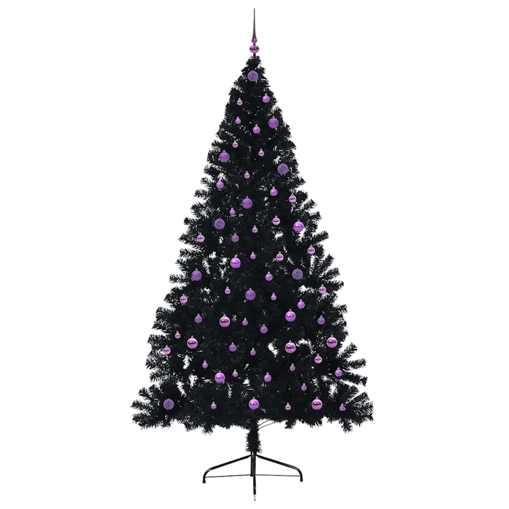 Albero di Natale artificiale con luci integrate Nero 240 cm PVC 3397173