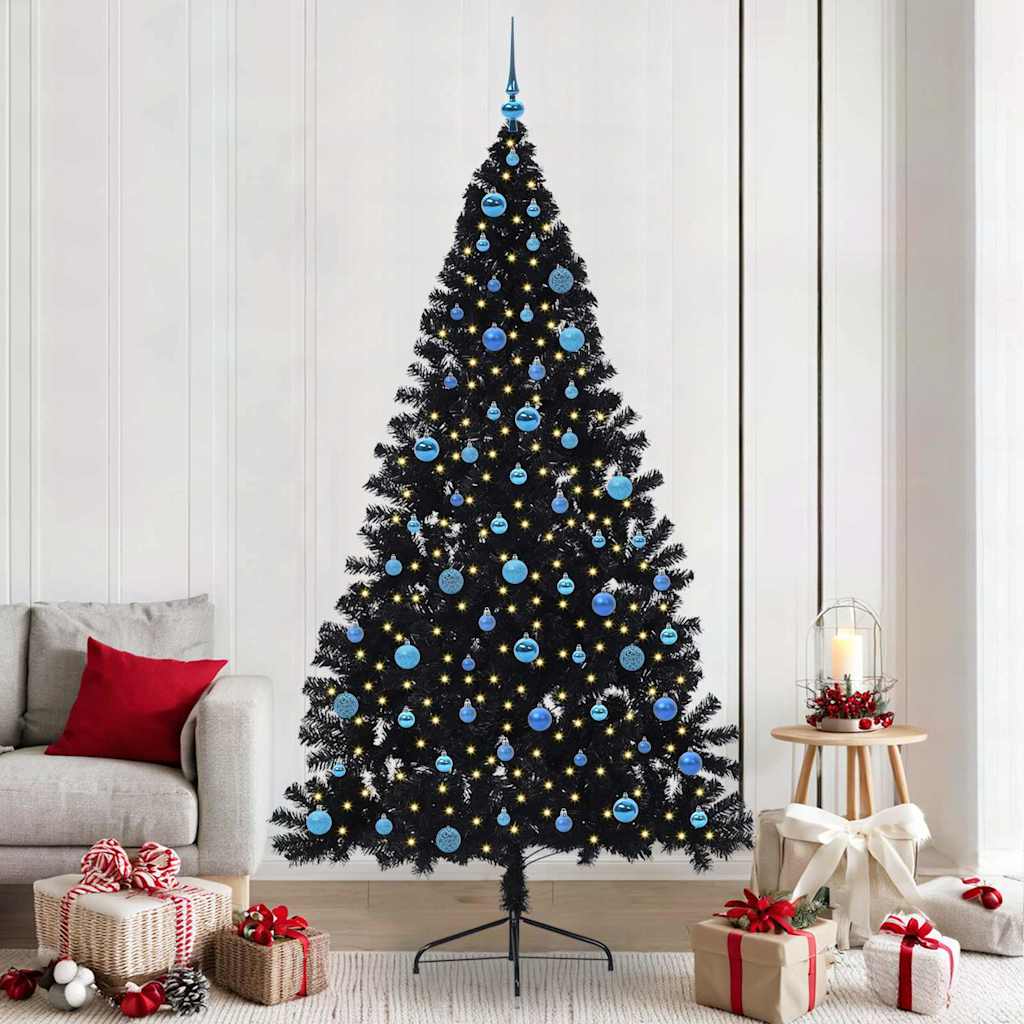 Albero di Natale artificiale con luci integrate Nero 240 cm PVC 3397174