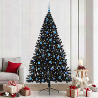 Albero di Natale artificiale con luci integrate Nero 240 cm PVC 3397174