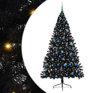 Albero di Natale artificiale con luci integrate Nero 240 cm PVC 3397174