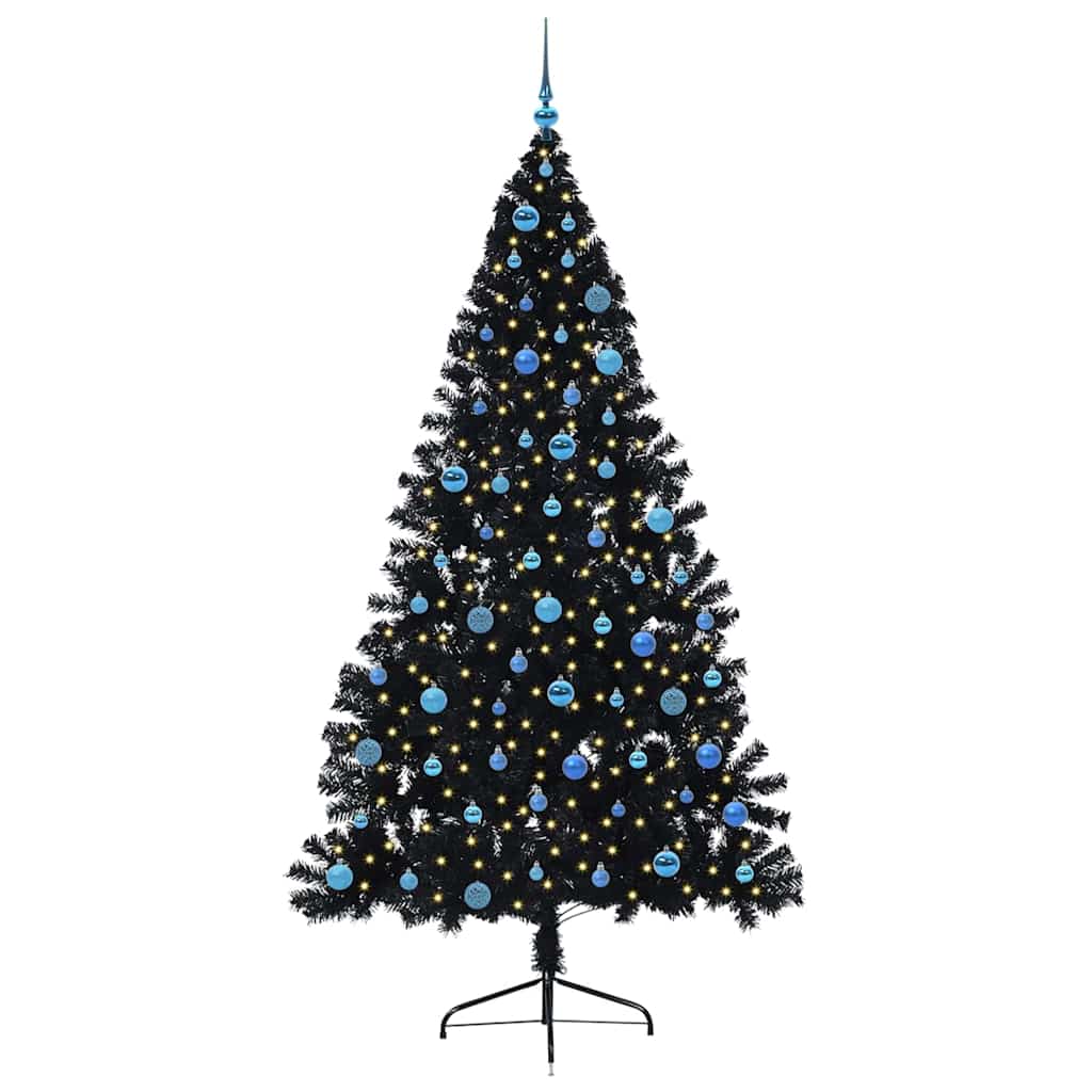 Albero di Natale artificiale con luci integrate Nero 240 cm PVC 3397174