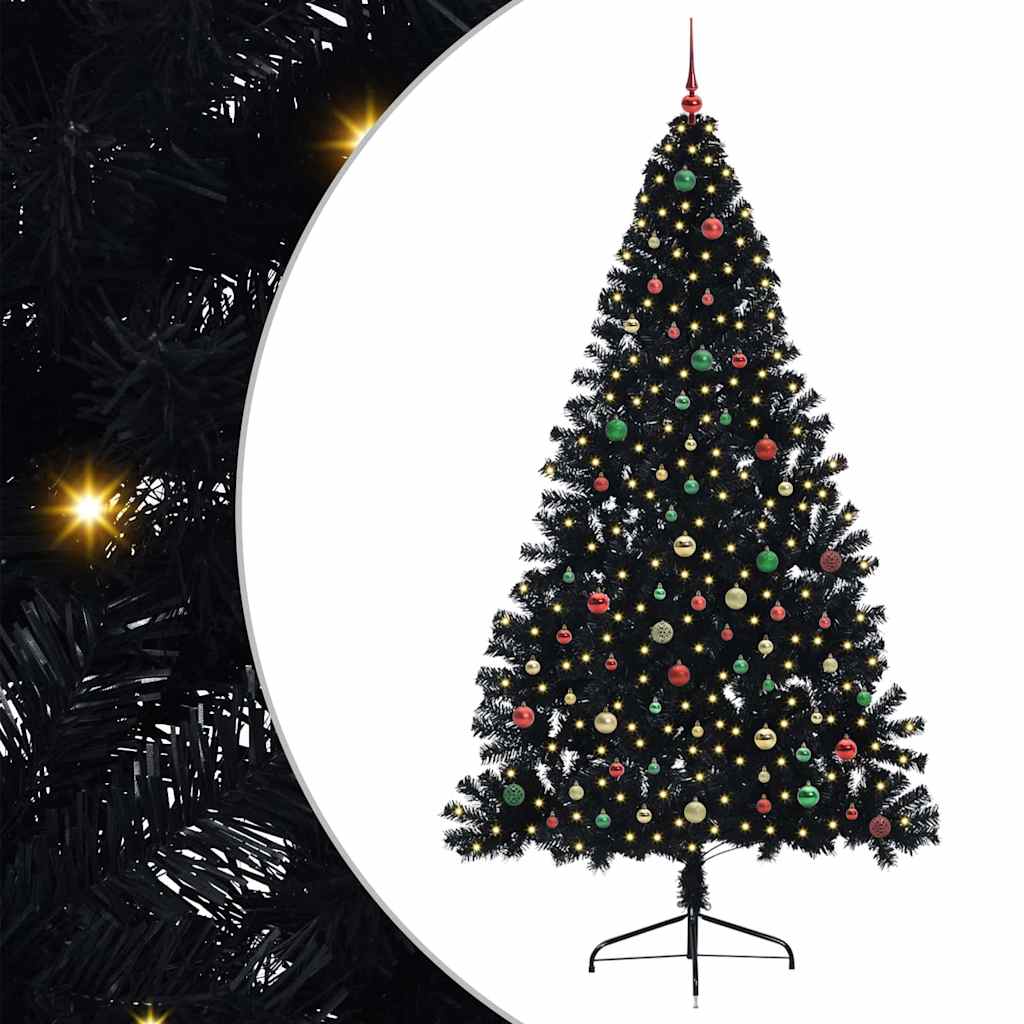 Albero di Natale artificiale con luci integrate Nero 240 cm PVC 3397175