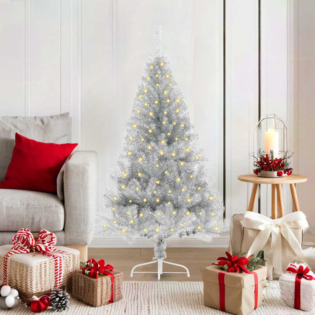 Albero di Natale artificiale con luci integrate Argento 120 cm 3397176