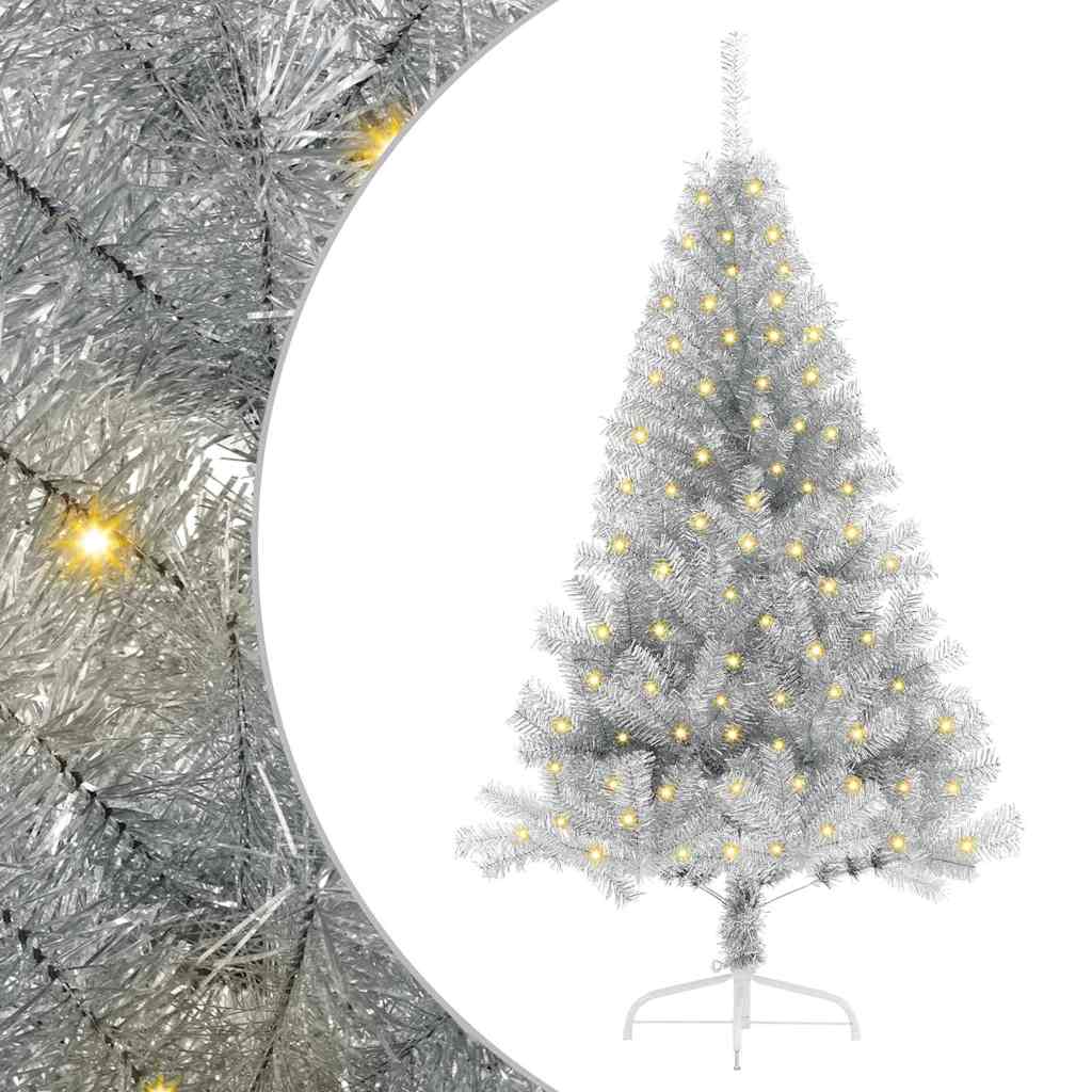 Albero di Natale artificiale con luci integrate Argento 120 cm 3397176