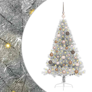 Albero di Natale artificiale con luci integrate Argento 120 cm 3397178