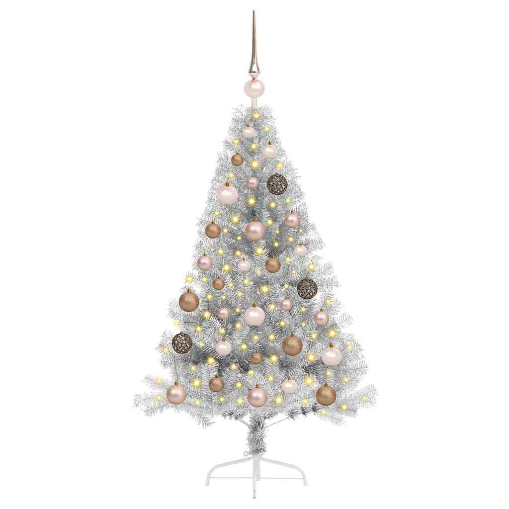 Albero di Natale artificiale con luci integrate Argento 120 cm 3397178