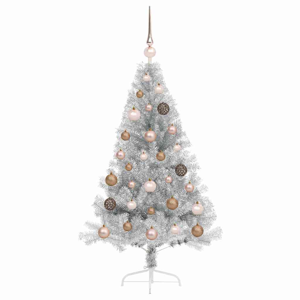 Albero di Natale artificiale con luci integrate Argento 120 cm 3397178