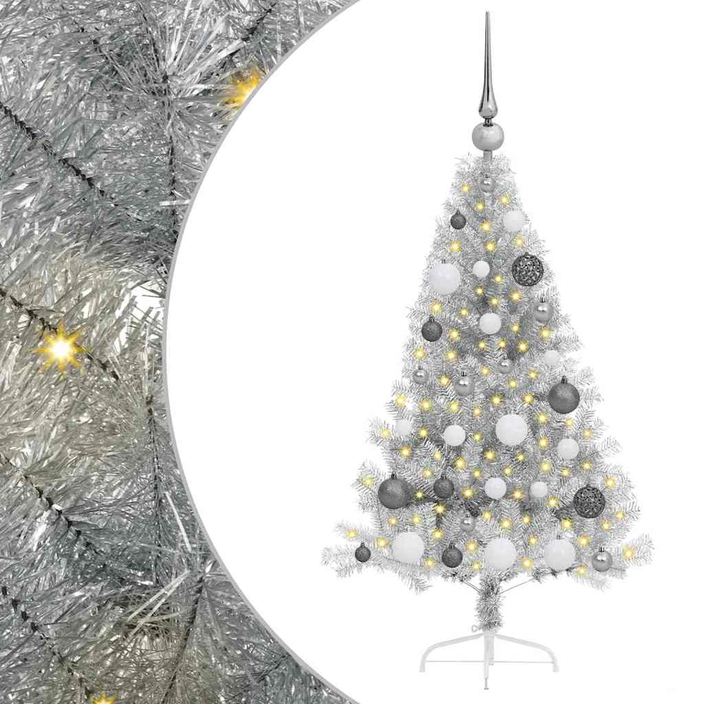Albero di Natale artificiale con luci integrate Argento 120 cm 3397179