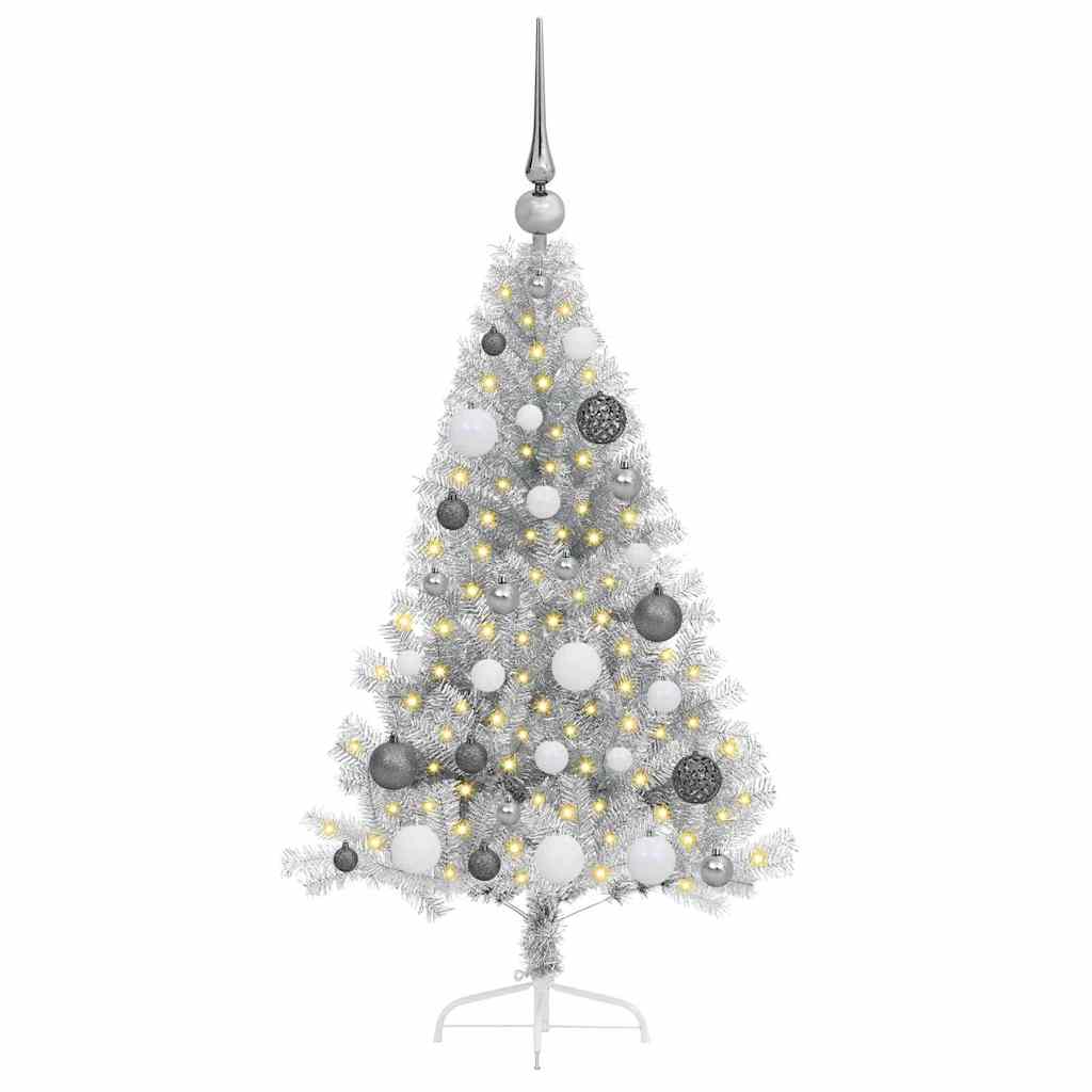 Albero di Natale artificiale con luci integrate Argento 120 cm 3397179