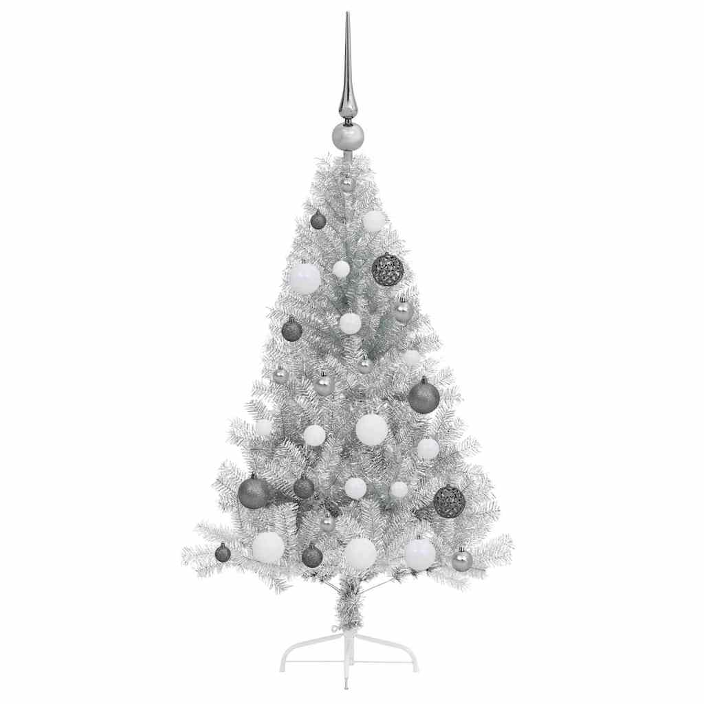 Albero di Natale artificiale con luci integrate Argento 120 cm 3397179