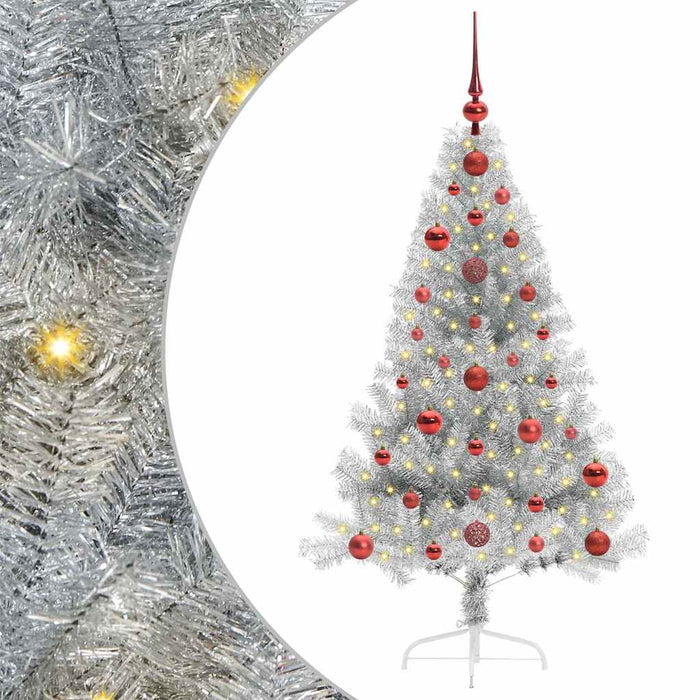 Albero di Natale artificiale con luci integrate Argento 120 cm 3397180