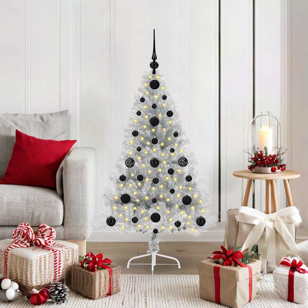 Albero di Natale artificiale con luci integrate Argento 120 cm 3397181