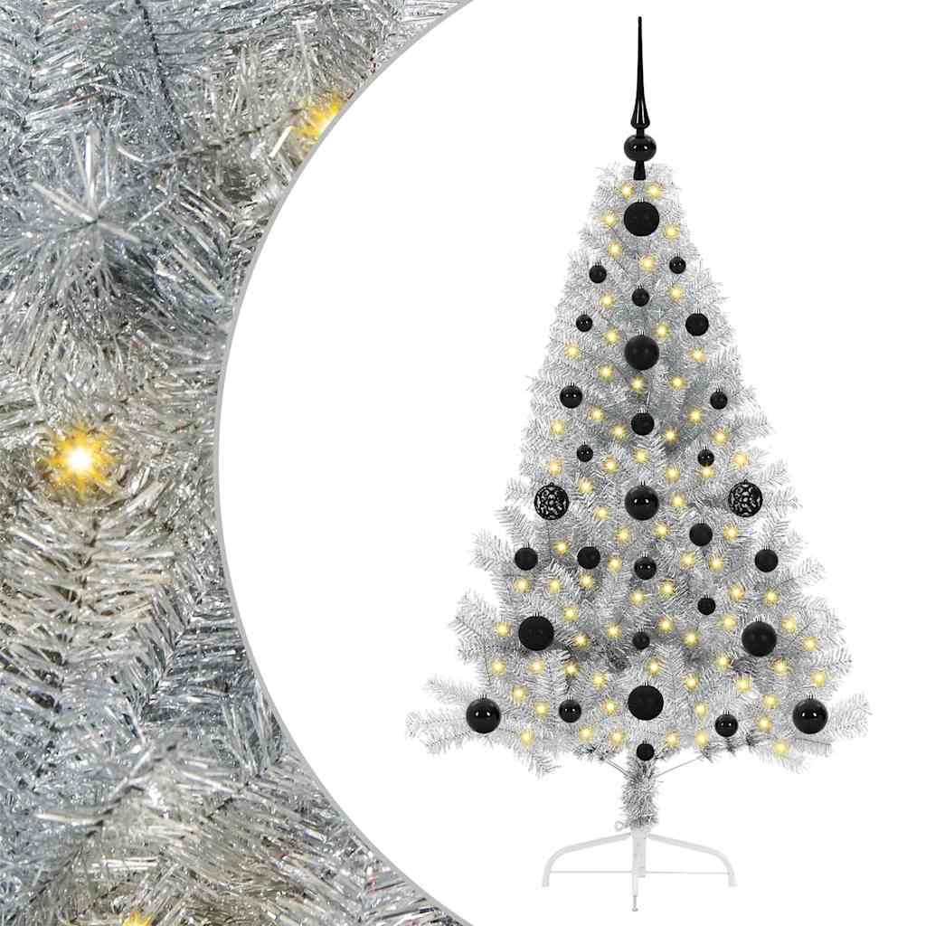 Albero di Natale artificiale con luci integrate Argento 120 cm 3397181