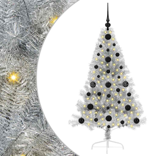 Albero di Natale artificiale con luci integrate Argento 120 cm 3397181