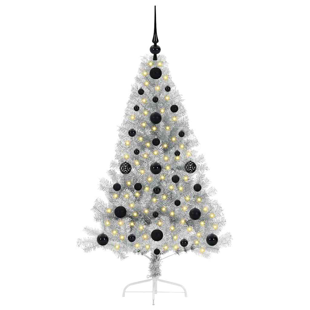 Albero di Natale artificiale con luci integrate Argento 120 cm 3397181