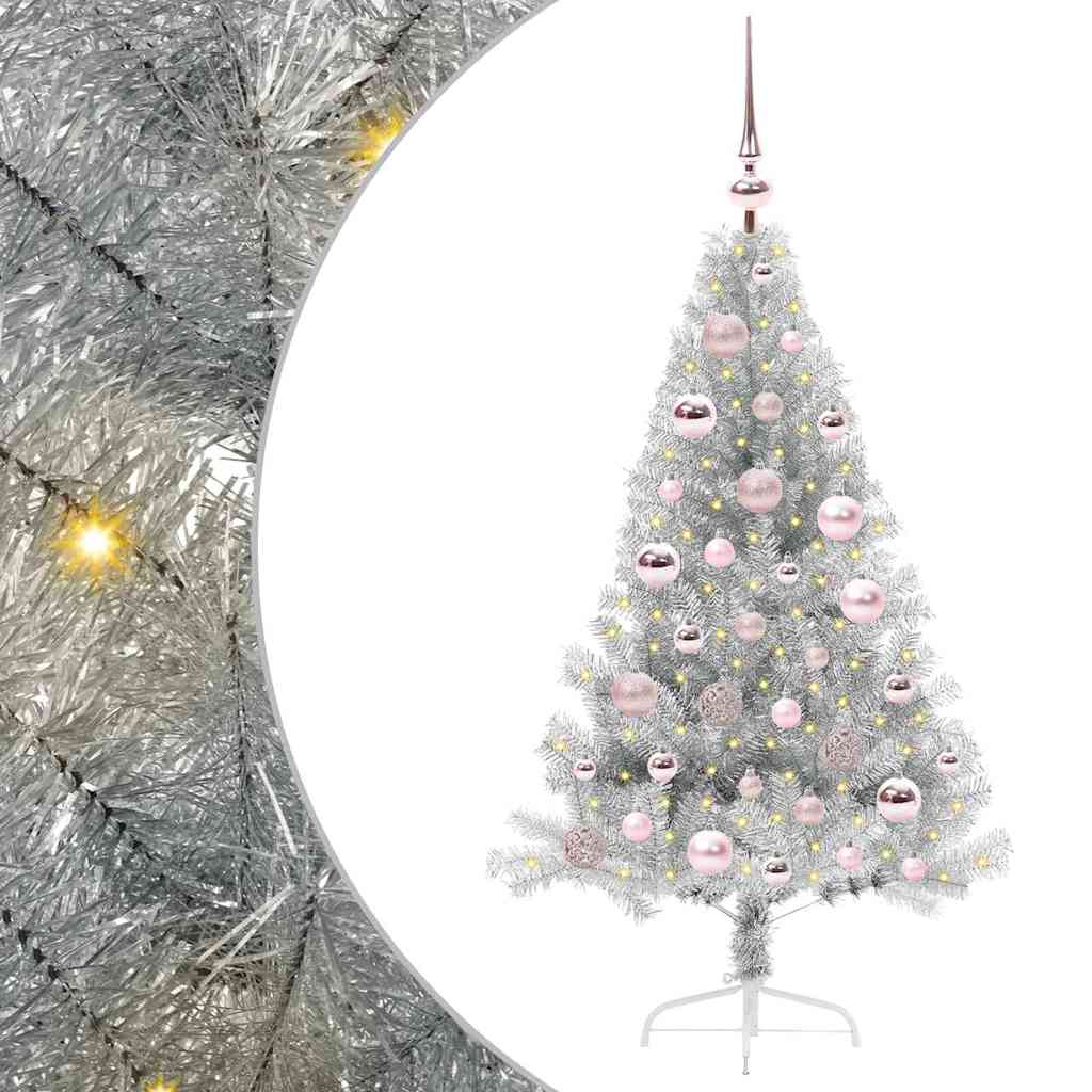 Albero di Natale artificiale preilluminato Argento 120 cm PET 3397182