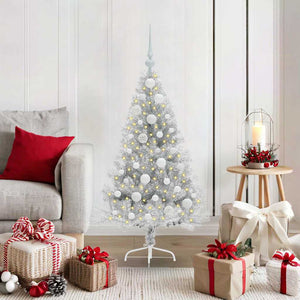 Albero di Natale artificiale con luci integrate Argento 120 cm 3397183