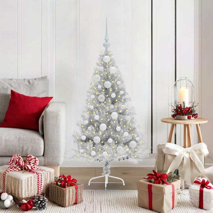 Albero di Natale artificiale con luci integrate Argento 120 cm 3397183