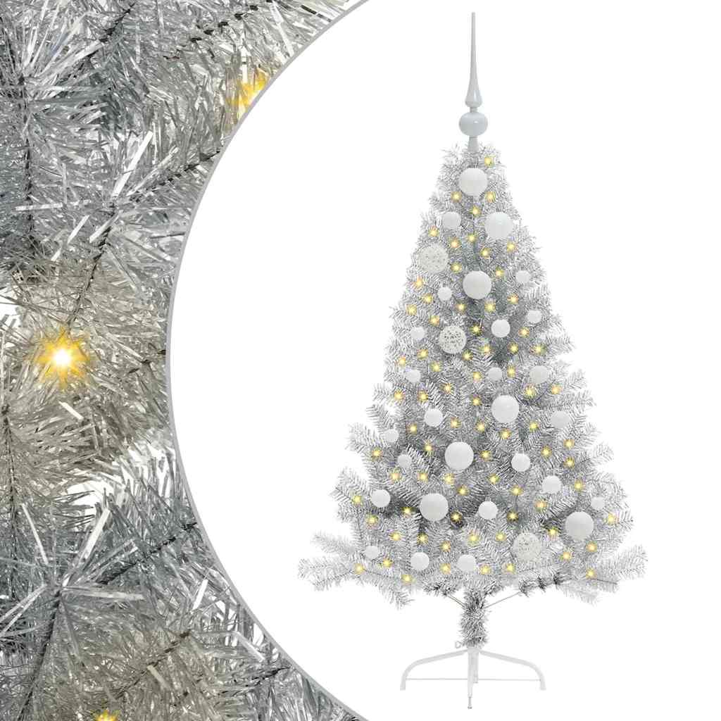 Albero di Natale artificiale con luci integrate Argento 120 cm 3397183