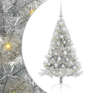Albero di Natale artificiale con luci integrate Argento 120 cm 3397183
