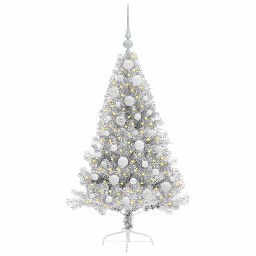 Albero di Natale artificiale con luci integrate Argento 120 cm 3397183