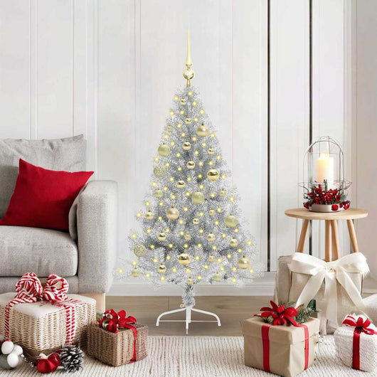 Albero di Natale artificiale con luci integrate Argento 120 cm 3397184