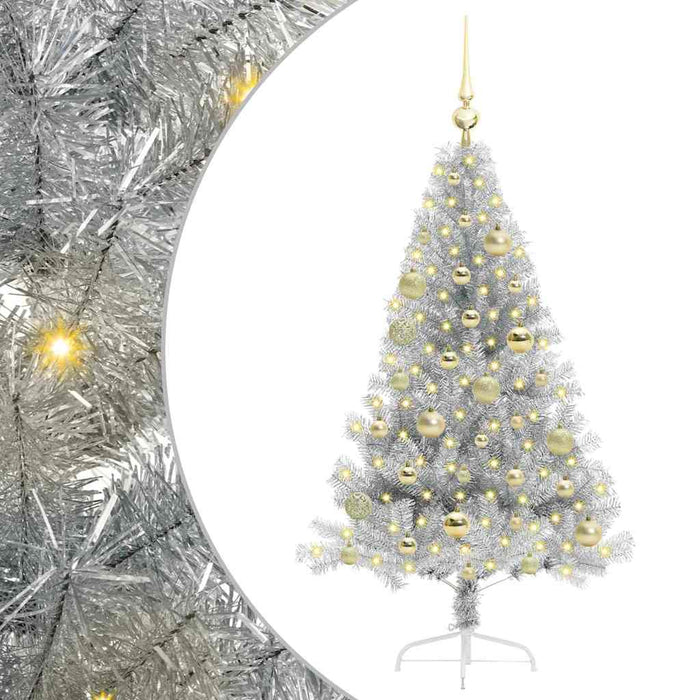 Albero di Natale artificiale con luci integrate Argento 120 cm 3397184