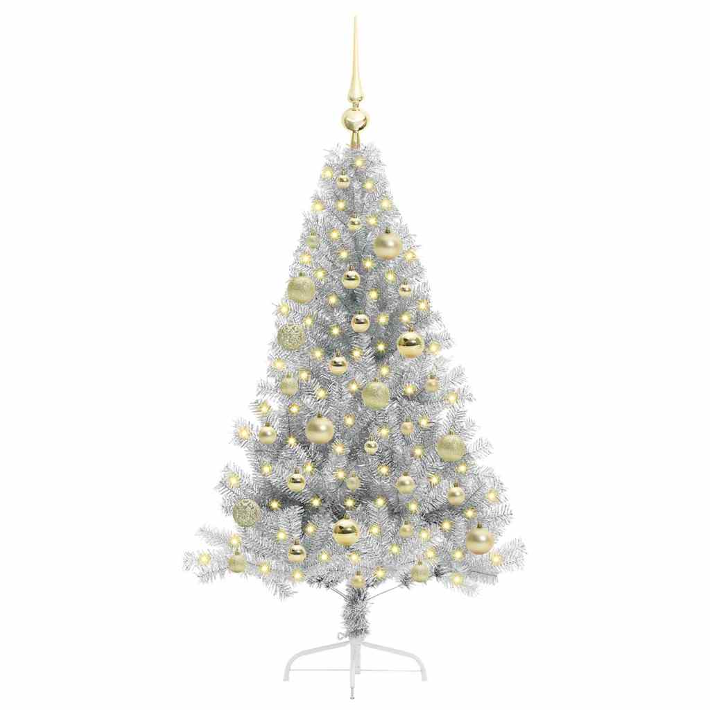 Albero di Natale artificiale con luci integrate Argento 120 cm 3397184