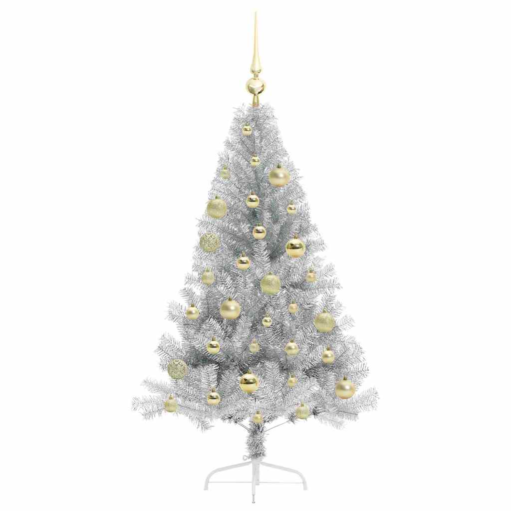 Albero di Natale artificiale con luci integrate Argento 120 cm 3397184