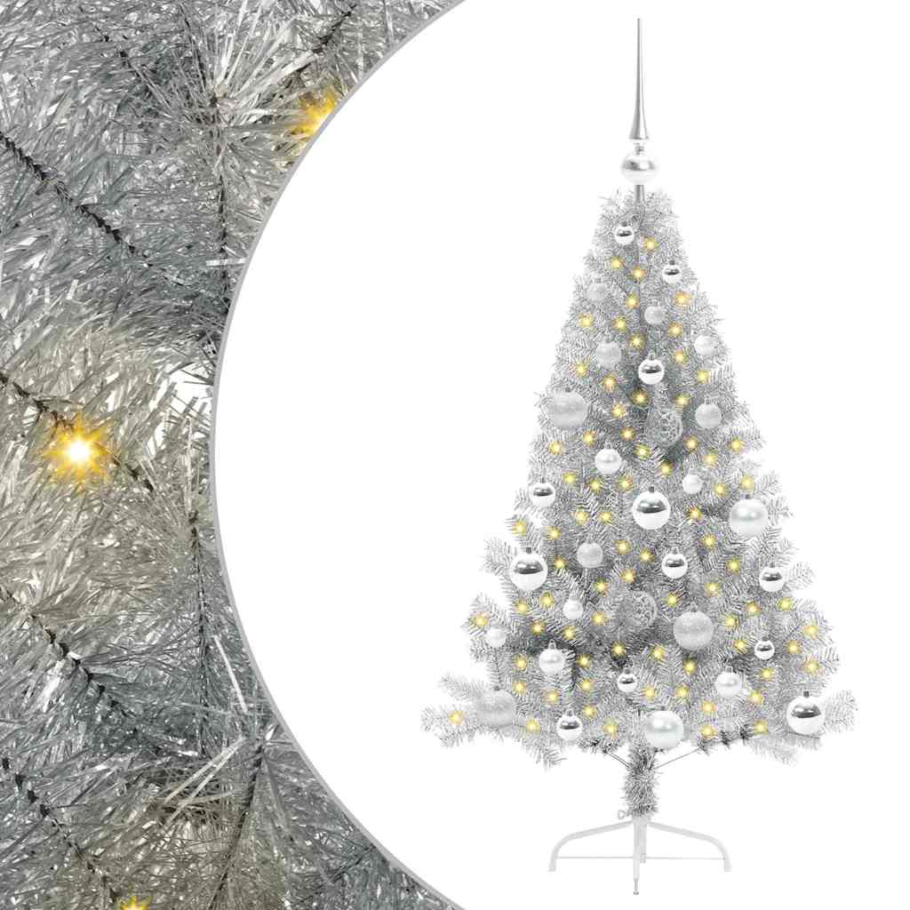 Albero di Natale artificiale con luci integrate Argento 120 cm 3397185