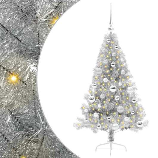 Albero di Natale artificiale con luci integrate Argento 120 cm 3397185
