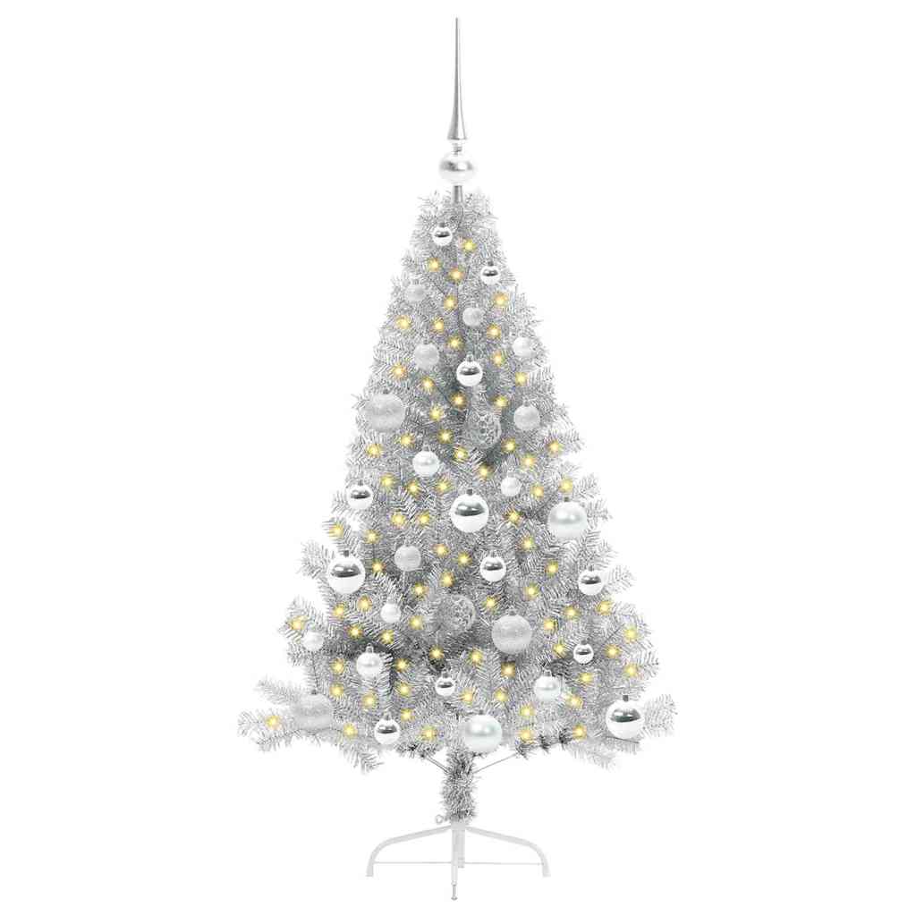 Albero di Natale artificiale con luci integrate Argento 120 cm 3397185