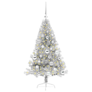 Albero di Natale artificiale con luci integrate Argento 120 cm 3397185